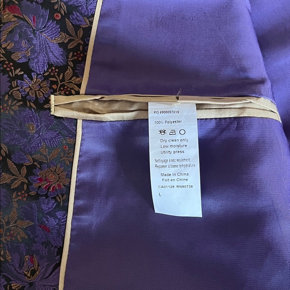 TALLIA Purple and Gold Brocade Tuxedo Blazer - Picture 11 of 11